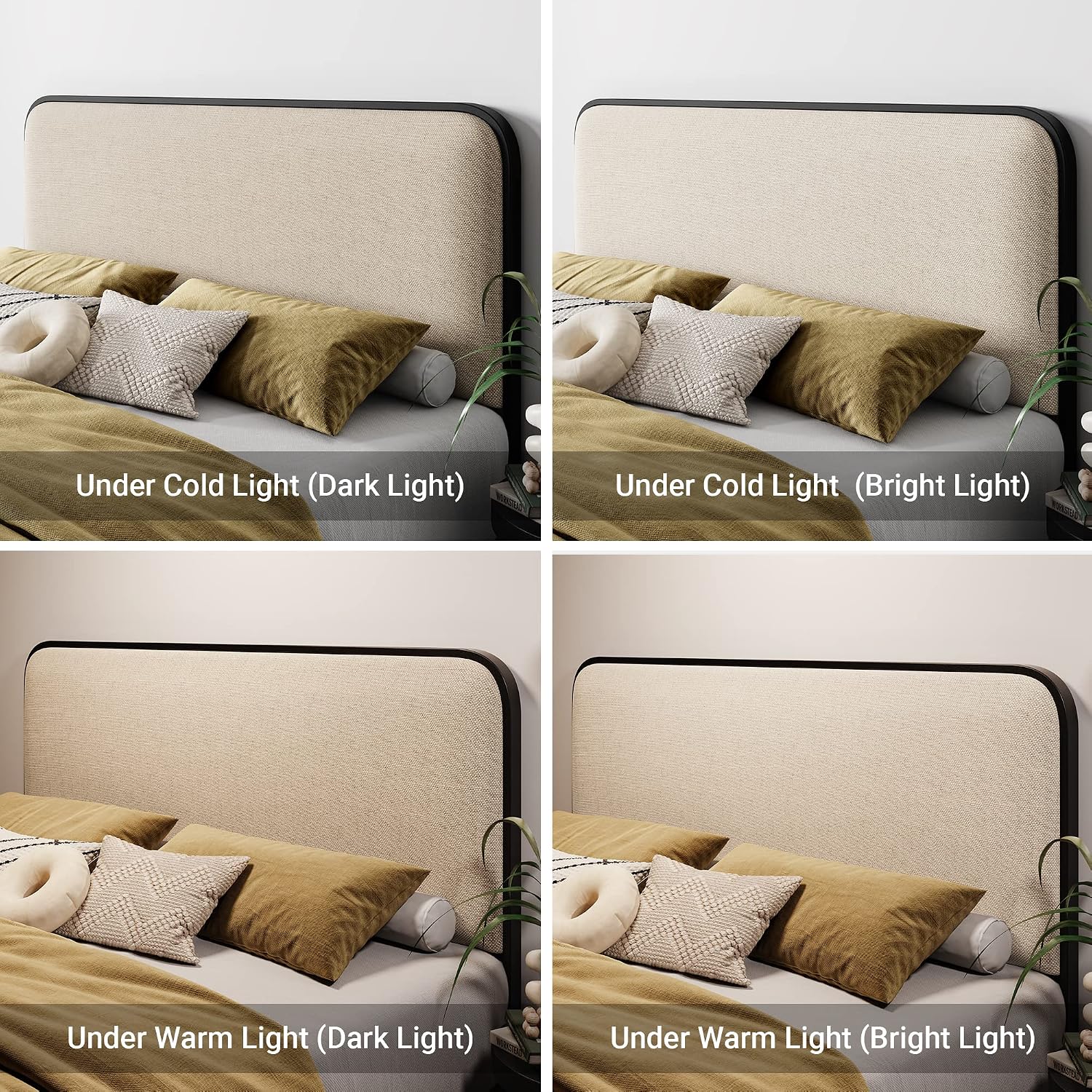 Allewie Full Size Metal Bed Frame with Curved Upholstered Headboard and Footboard, Platform Bed Frame with 12.4'' Under Bed Storage, No Box Spring Needed, Vintage, Beige