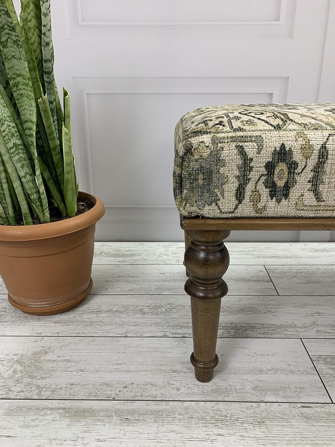 Boho Bench, Rug Ottoman Bench, Piano Bench, Decorative Bench, Bedroom Ottoman, Entry Bench, Vanity Bench, Handmade Bench, Upholstered Bench, Wood Bench, Kitchen Bench, Home Gift, 18x18x36, (Beige)