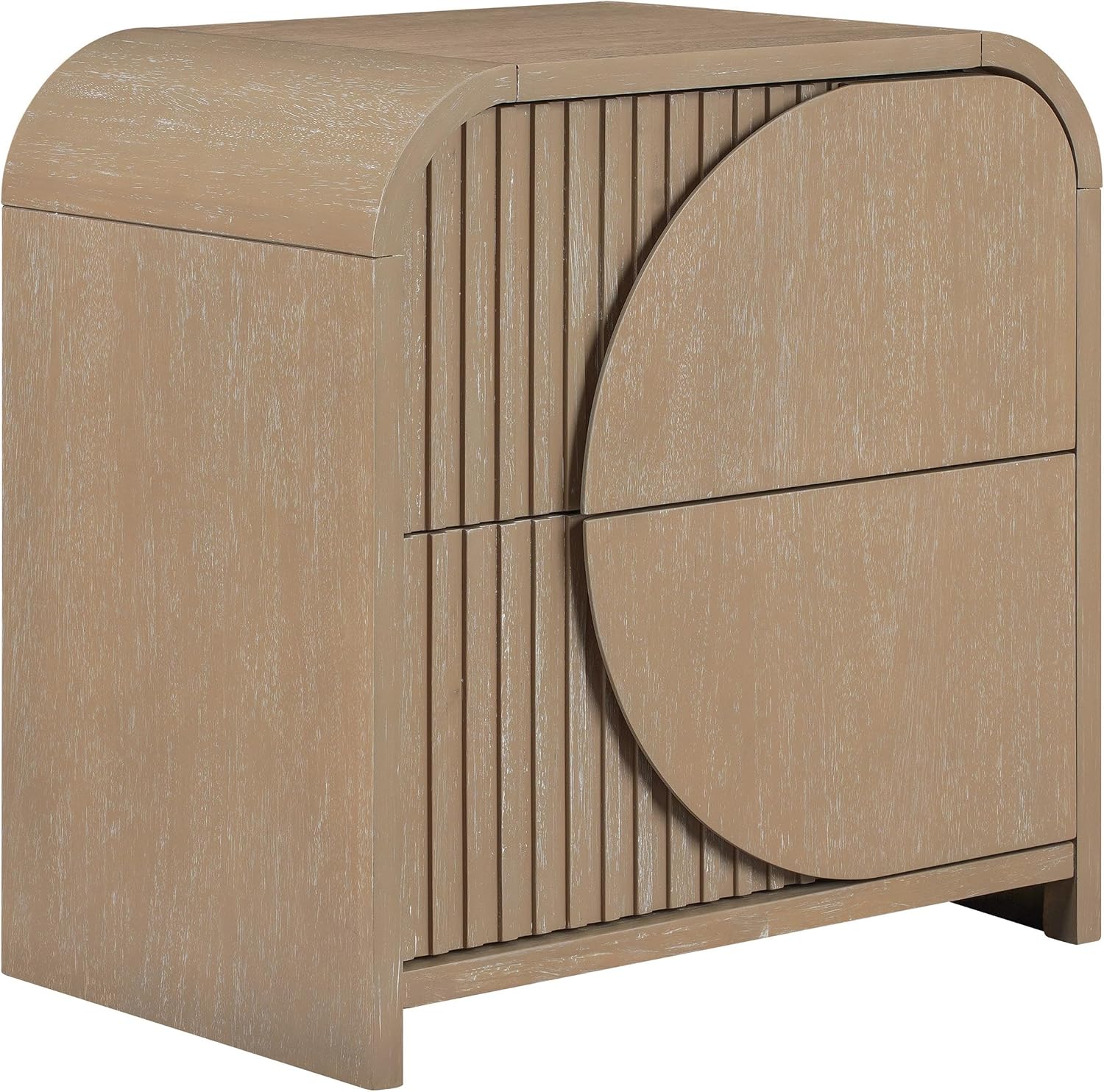 Furniture of America Tissen Modern Solid Wood 5-Piece King Bedroom Set with USB Ports, Reeded Panels, Curved Edges and Beveled Mirror, Box Spring Needed, Natural