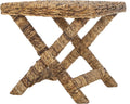 SAFAVIEH Furniture - Manor Natural Woven Rattan X Leg Bench Ottoman, Transitional Boho Accent Stool Seating, Fully Assembled, 22'W x 22'D x 19.5'H (FOX6529A)
