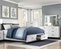 Transitional Bedroom Queen Size 4-Pieces Set Platform Bed Footboard Drawers White Finish Furniture