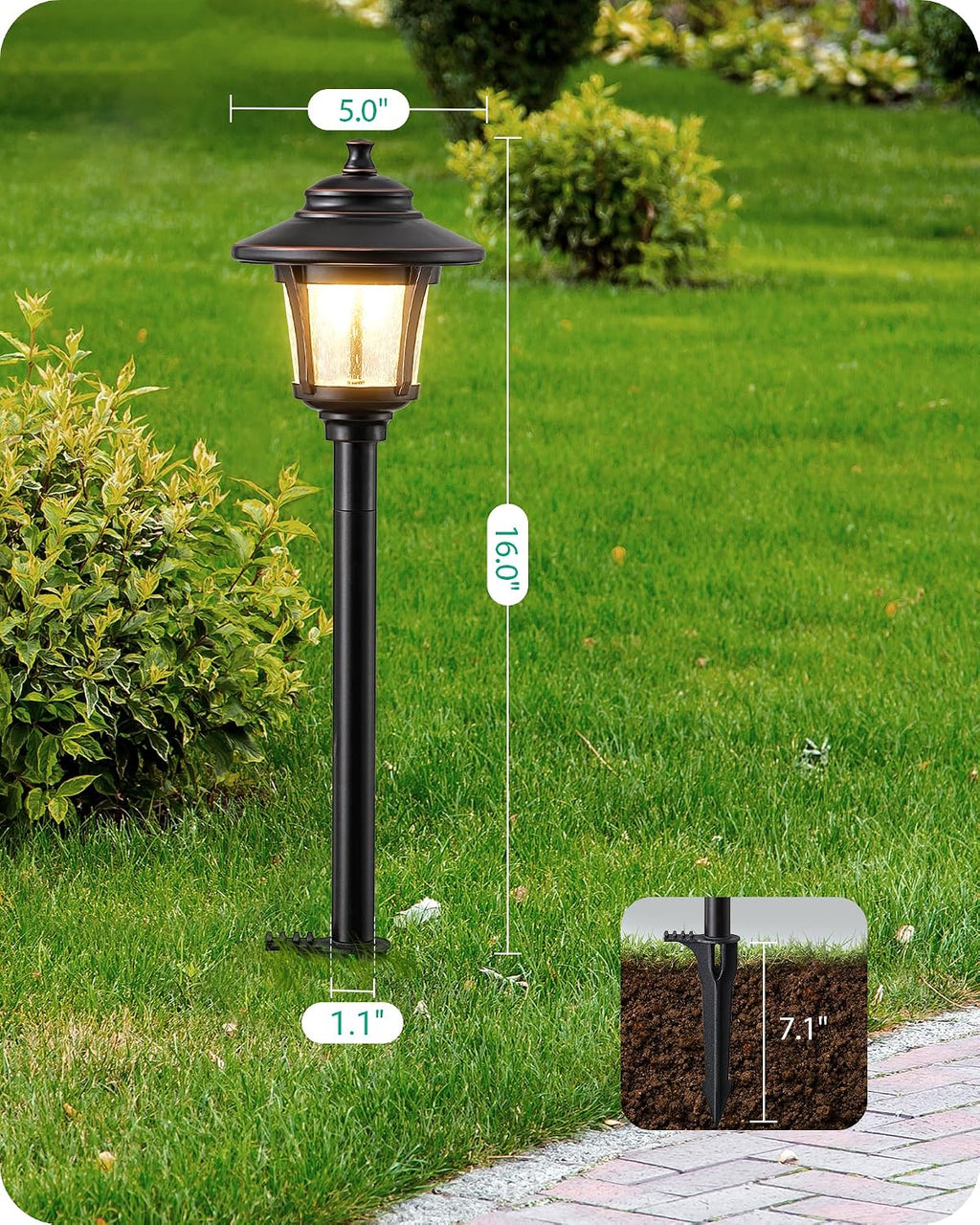 EDISHINE Low Voltage Pathway Lights Wired, 12V 3W 120LM 3000K Seed Glass Outdoor Landscape Lighting with Connectors, ORB Waterproof Electric LED Landscape Path Lights for Walkway Garden Yard, 10 Pack