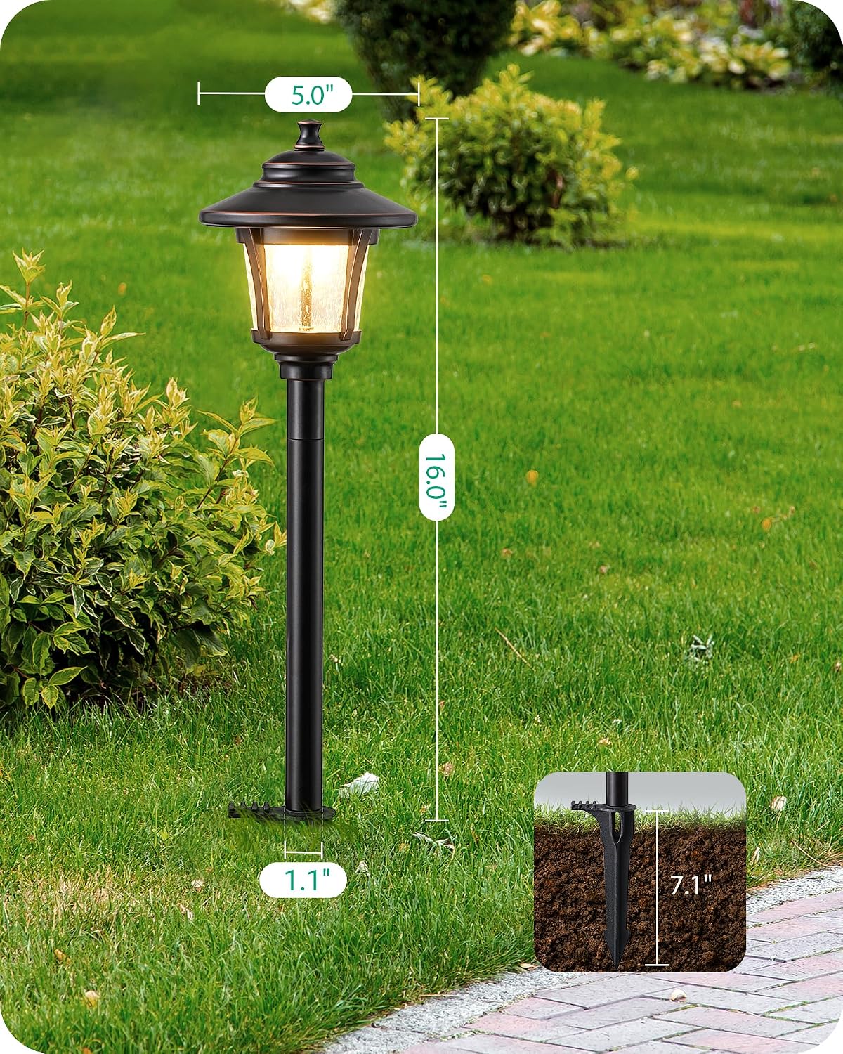EDISHINE Low Voltage Pathway Lights Wired, 12V 3W 120LM 3000K Seed Glass Outdoor Landscape Lighting with Connectors, ORB Waterproof Electric LED Landscape Path Lights for Walkway Garden Yard, 10 Pack