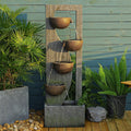 Sunlinua Outdoor-Water-Fountain Waterfalls Garden Fountain 5-Tier Outdoor Floor Standing Water Fountains with Natural Stones, LED Lights, Pump for Garden, Living Room, Patio, 49.2 Inches Tall