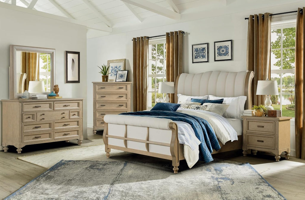 First of a Kind Marina Cream King 5 Piece Bedroom Set
