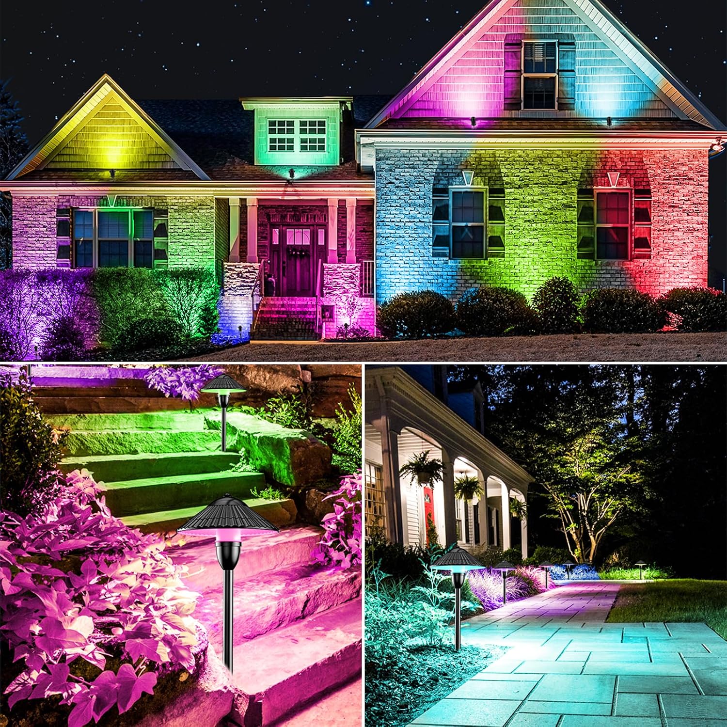 ZUCKEO RGB Color Changing Landscape Lights Low Voltage Pathway Lights 12V 24V Multi-Color LED Landscape Light Kit Waterproof for Yard Garden Path Christmas Decoration(12Pack)