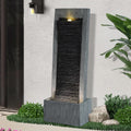 49.6' H Waterfall Fountains Outdoor Garden - Water Fountains and Waterfalls Outside, Large Indoor Floor Standing Resin Fountain Features W/Pump LED Light Cobbles for Patio, Home Art Decor