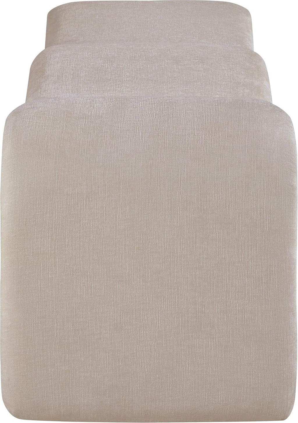 Meridian Furniture 22098Beige Willow Collection Modern | Contemporary Bench with Soft Beige Chenille Fabrict, Iron Metal Inner Frame, 56.5' W x 18' D x 19' H, Beige