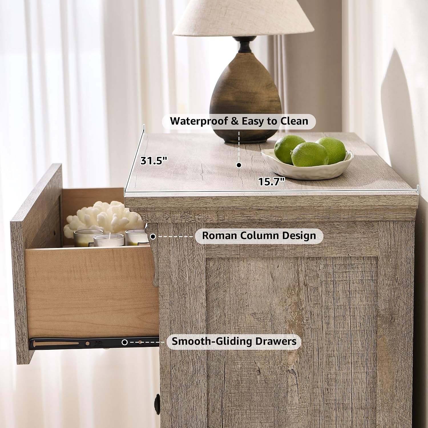 T4TREAM Farmhouse 5 Drawers Dresser for Bedroom, 47' Tall Wood Rustic Chest of Drawers, Vintage Design with Metal Handle, Light Rustic Oak