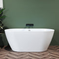 FerdY Nauru 55' Acrylic Freestanding Bathtub, Gracefully Shaped Freestanding Soaking Bathtub, Glossy White cUPC Certified, Toe-Tap Chrome Drain and Classic Slotted Overflow Included