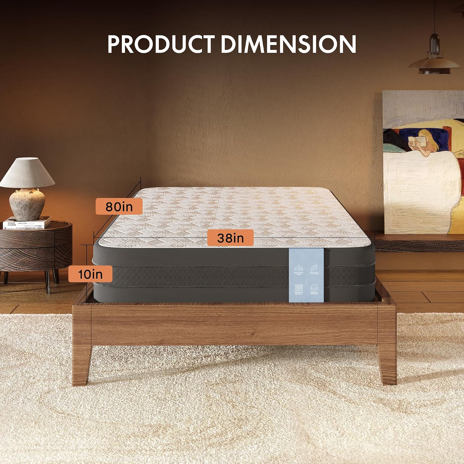 FLEXISPOT 10'' Twin XL Size Cooling Gel Memory Foam Mattress, Viscose from Bamboo, Medium Firm, 10-Year Warranty, Mattress-in-A-Box, Certi-PUR & Oeko-TEX Certified, Washable, Fire-Resistant.