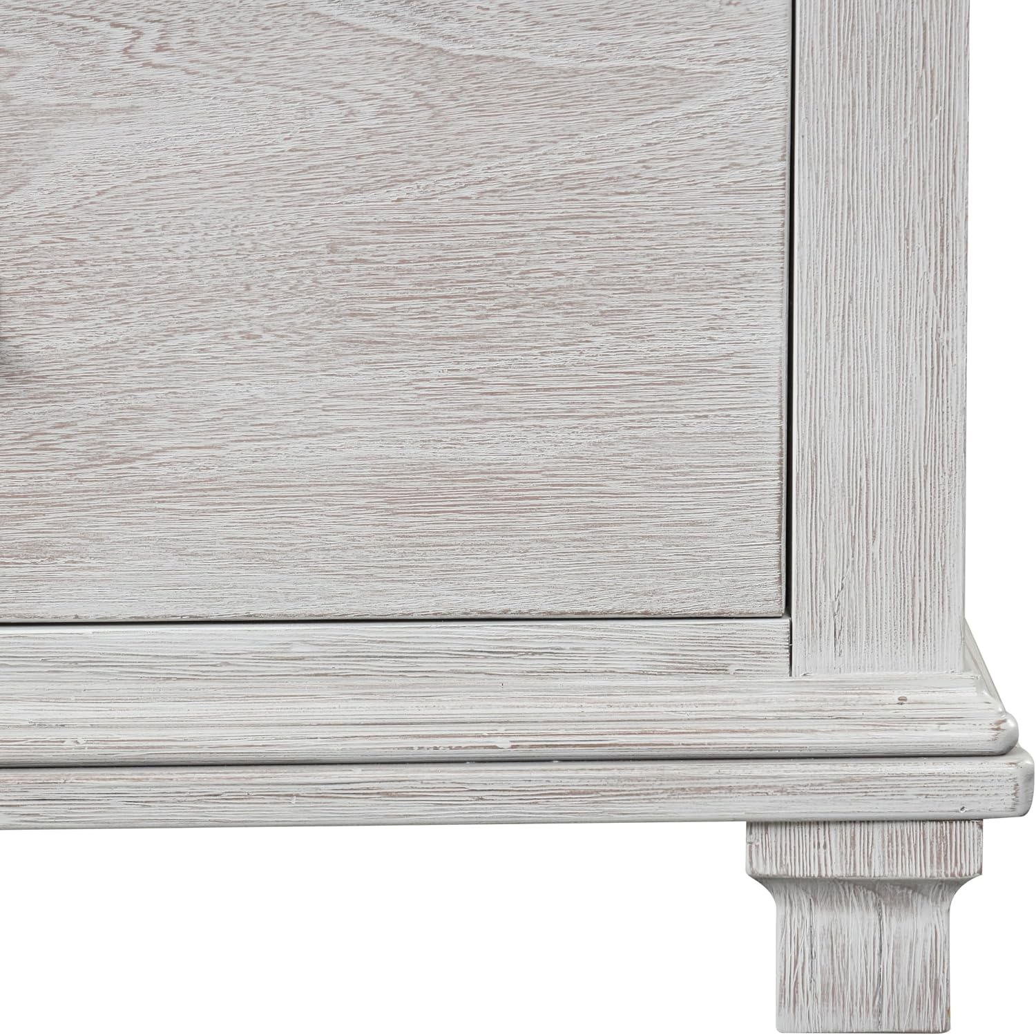 Furniture of America Deborah Modern Solid Wood 5-Piece Bedroom Set with Fabric Headboard, Dentil Molding, Black Square Knob, Felt-Lined Top Drawers, Box Spring Needed, King, Weathered Gray