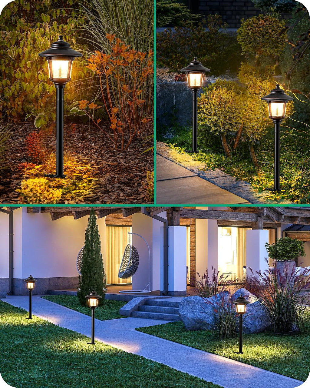 EDISHINE Low Voltage Landscape Lights, 12V 3W 120LM 3000K Seed Glass Outdoor Landscape Path Lights with Connectors, ORB Waterproof Electric LED Pathway Light Wired for Walkway Garden Yard, 6 Pack