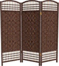 4 ft. Short Fiber Weave Folding Screen - Dark Mocha - 3 Panels