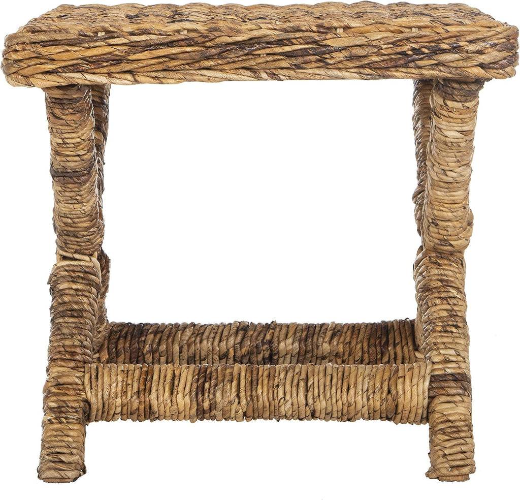 SAFAVIEH Furniture - Manor Natural Woven Rattan X Leg Bench Ottoman, Transitional Boho Accent Stool Seating, Fully Assembled, 22'W x 22'D x 19.5'H (FOX6529A)