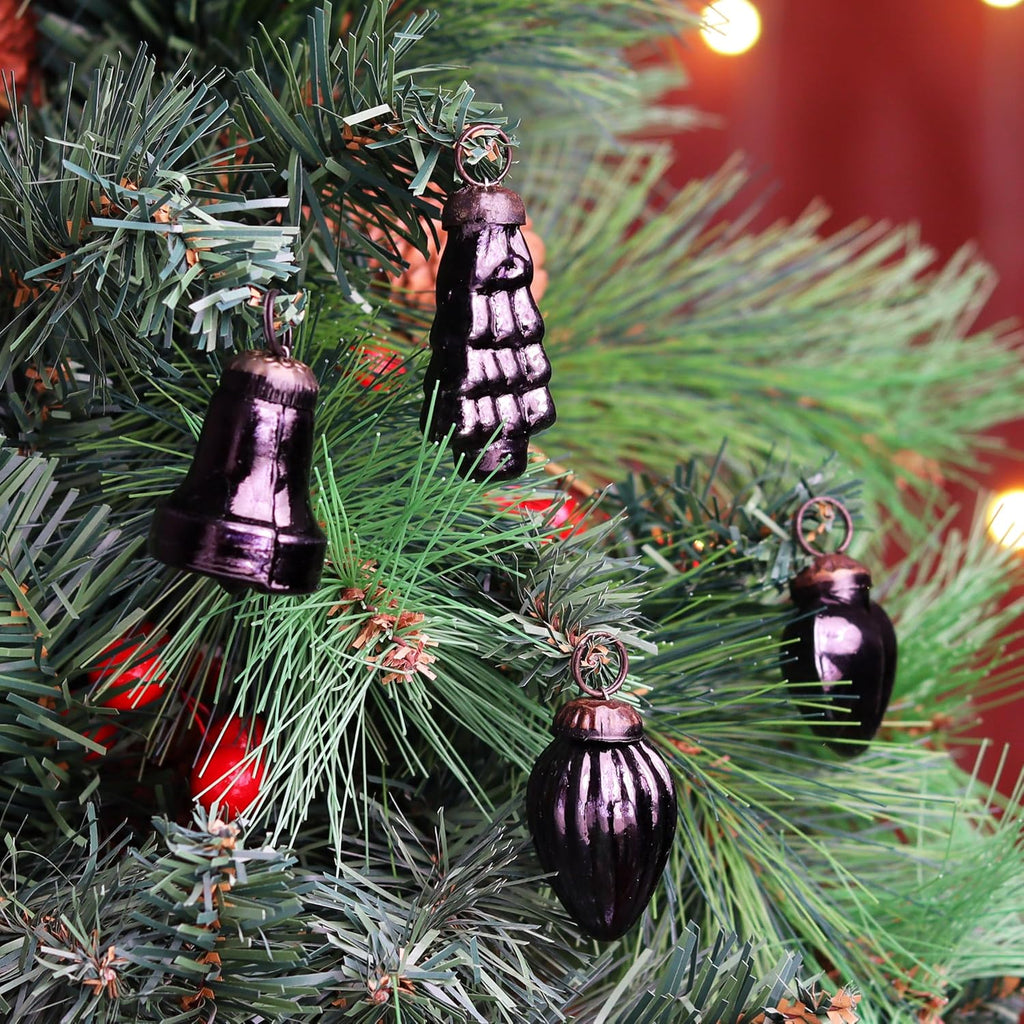IndianShelf 300 Pieces Black Glass Vintage Christmas Ornaments Mini Bulk Decorative Ornaments for Halloween, Christmas Tree, New Year, Valentine Day, Holidays, Event and Wedding (25 * 12 Boxes)