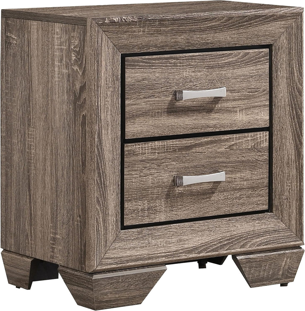 Coaster Home Furnishings Kauffman Transitional 5-Piece Bedroom Set Queen Size Storage Panel Bed Frame 54-inch Headboard Washed Taupe 204190Q-S5