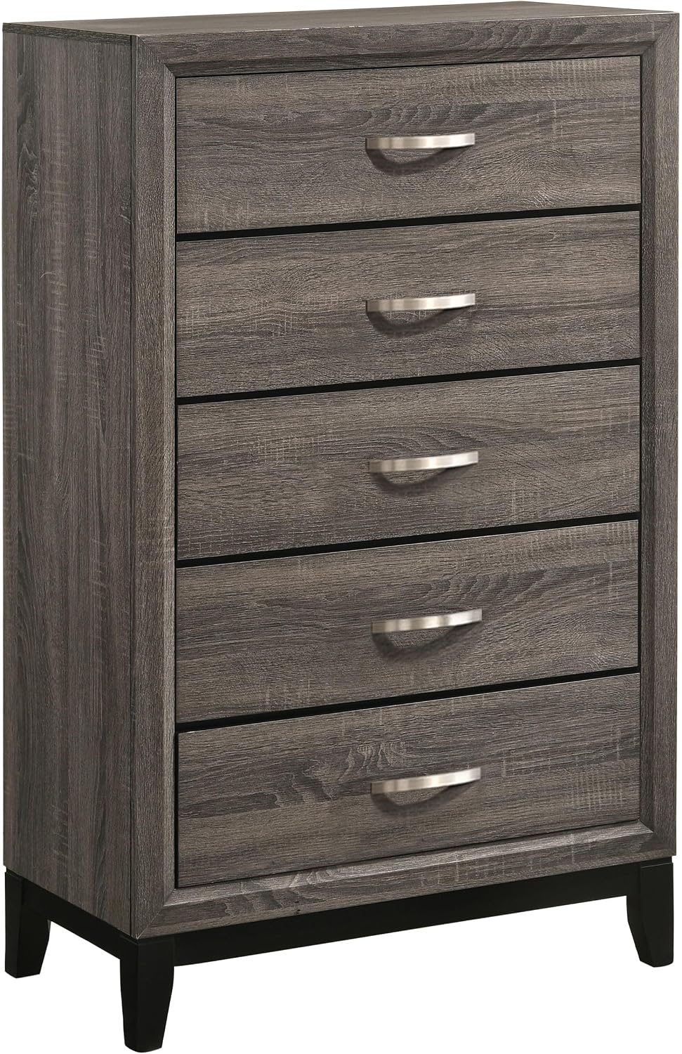 Grey Oak and Black 5-piece Eastern King Panel Bedroom Set