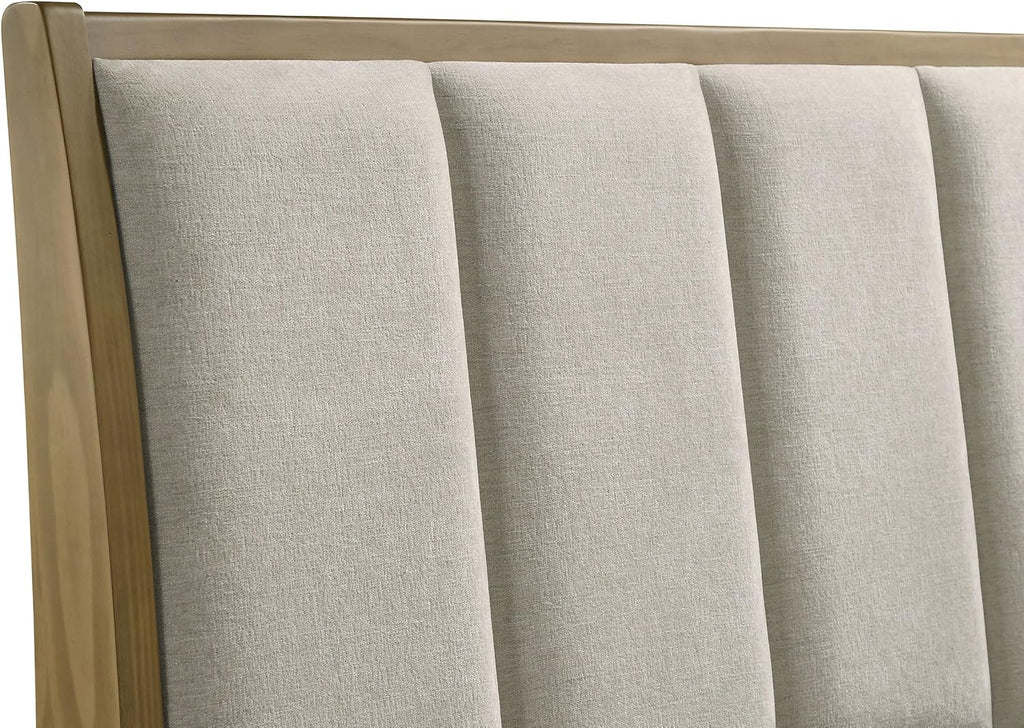 Coaster Home Furnishings Granada Transitional 4-Piece Bedroom Set Fabric Upholstered Queen Size Panel Bed Frame 53-inch Headboard Natural Pine 224921Q-S4