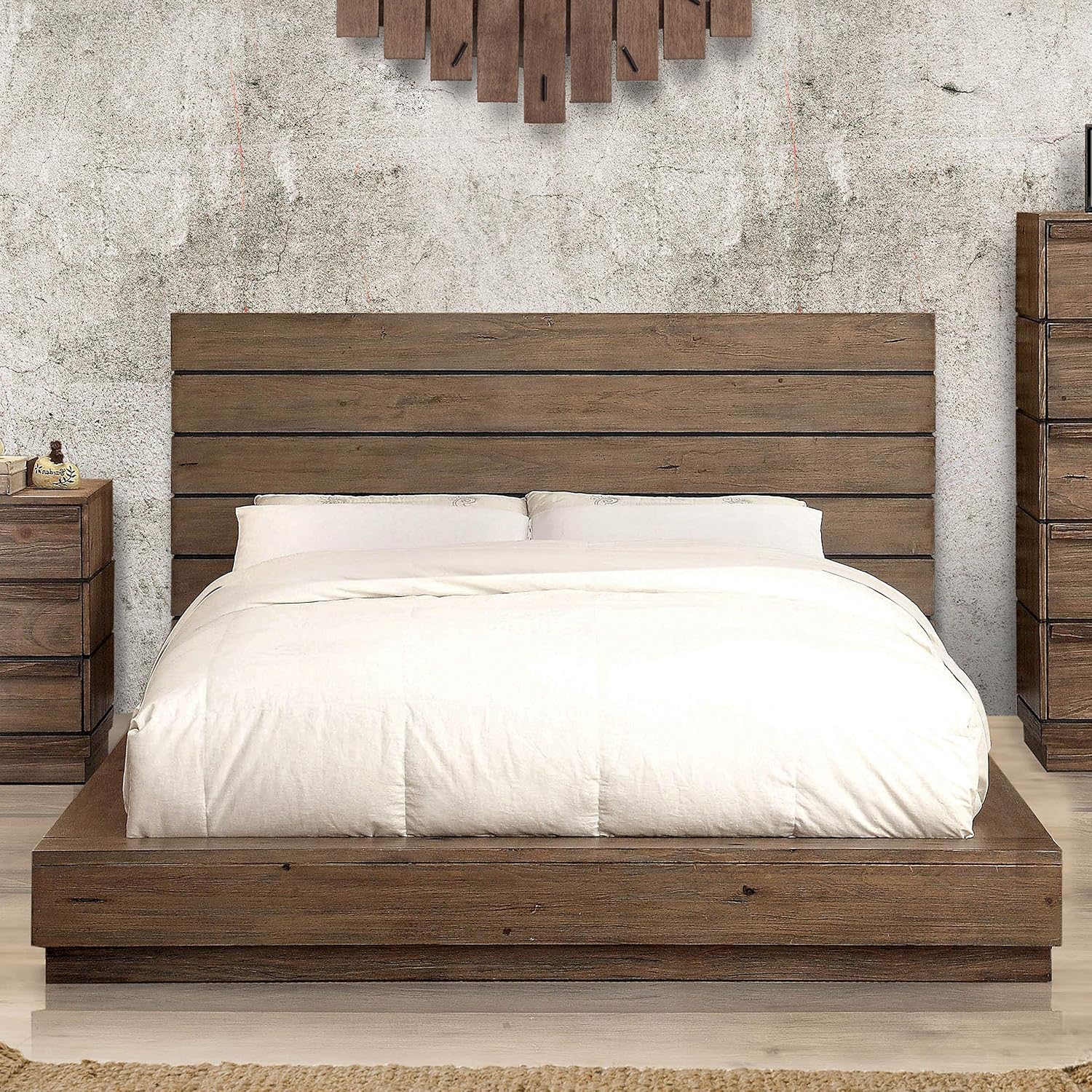 24/7 Shop at Home Bedroom set, King, Oak Coimbra Rustic Natural Tone