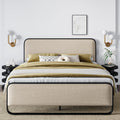 Allewie Full Size Metal Bed Frame with Curved Upholstered Headboard and Footboard, Platform Bed Frame with 12.4'' Under Bed Storage, No Box Spring Needed, Vintage, Beige